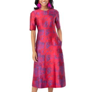 Raspberry Jacquard Baldwin Dress